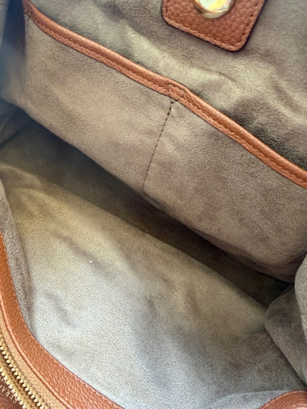 Cognac Leather Tote Bag by Serapian - Picture 11 of 12